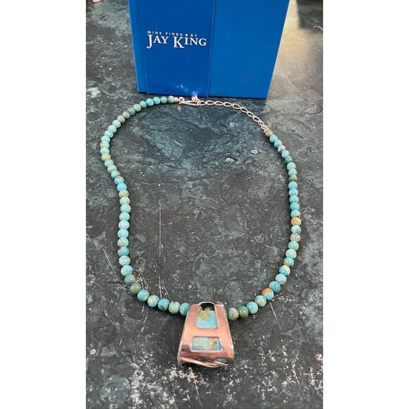 Jay King Mine Finds Sterling Silver & Turquoise Necklace – Bold Statement Pendan - Picture 6 of 7